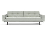 Dublexo Styletto Black Wood sovesofa med armlæn i 888 Mozart Slate Brown, set forfra