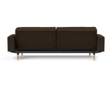 Dublexo Styletto Light Wood sovesofa med armlæn i 358 Taura Chocco, set bagfra