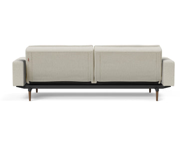 Dublexo Styletto Dark Wood sovesofa med armlæn i 527 Mixed Dance Natural, set bagfra