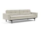 Dublexo Styletto Black Wood sovesofa med armlæn i 527 Mixed Dance Natural, set skråt forfra
