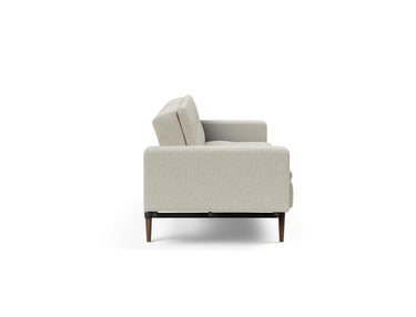 Dublexo Styletto Dark Wood sovesofa med armlæn i 527 Mixed Dance Natural, set fra siden