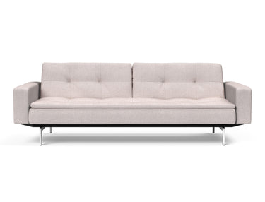 Dublexo Chrome sovesofa med armlæn i 300 Weda Sand, set forfra