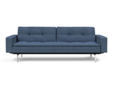 Dublexo Chrome sovesofa med armlæn i 302 Weda Blue, set forfra