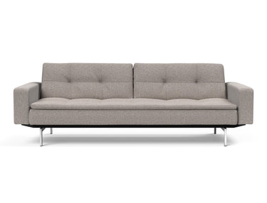 Dublexo Chrome sovesofa med armlæn i 321 Corocco Warm Grey, set forfra