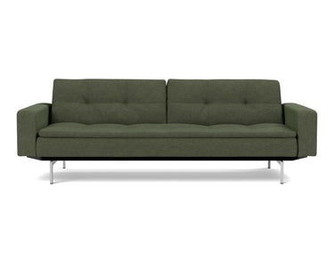 Dublexo Chrome sovesofa med armlæn i 353 Taura Forest, set forfra