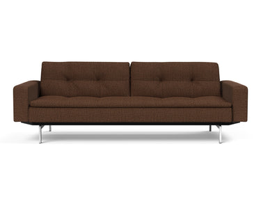 Dublexo Chrome sovesofa med armlæn i 359 Taura Cappuccino, set forfra