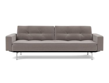 Dublexo Chrome sovesofa med armlæn i 418 Esina Truffle, set forfra