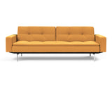 Dublexo Chrome sovesofa med armlæn i 536 Bouclé Ochre, set forfra