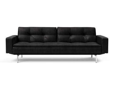 Dublexo Chrome sovesofa med armlæn i 550 Faunal Black, set forfra