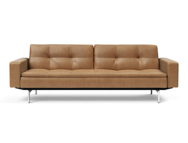 Dublexo Chrome sovesofa med armlæn i 551 Faunal Brown, set forfra
