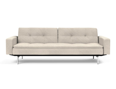 Dublexo Chrome sovesofa med armlæn i 594 Corduroy Ivory, set forfra