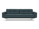 Dublexo Chrome sovesofa med armlæn i 851 Mahoga Dark Blue, set forfra
