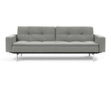 Dublexo Chrome sovesofa med armlæn i 853 Mahoga Dove Grey, set forfra