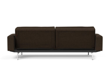 Dublexo Chrome sovesofa med armlæn i 358 Taura Chocco, set bagfra