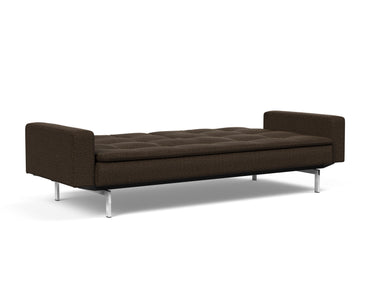 Dublexo Chrome sovesofa med armlæn i 358 Taura Chocco, slået ud til seng