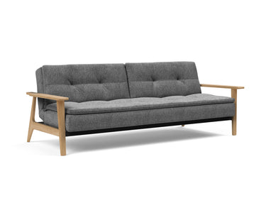 Dublexo Frej sovesofa i 563 Twist Charcoal, set skråt forfra