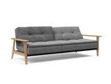Dublexo Frej sovesofa i 563 Twist Charcoal, med den ene ryghalvdel lænet tilbage