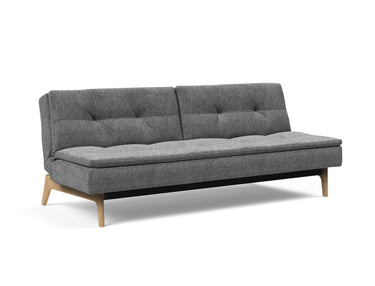 Dublexo Eik sovesofa i 563 Twist Charcoal, set skråt forfra