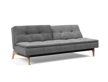 Dublexo Eik sovesofa i 563 Twist Charcoal, med den ene ryghalvdel lænet tilbage