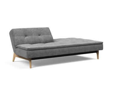 Dublexo Eik sovesofa i 563 Twist Charcoal, med den ene ryghalvdel lagt ned