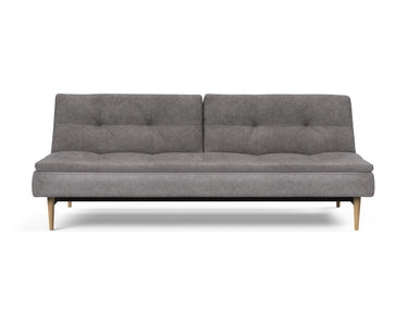 Dublexo Styletto Light Wood sovesofa i 282 Avella Warm Grey, set forfra