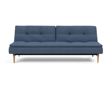 Dublexo Styletto Light Wood sovesofa i 302 Weda Blue, set forfra