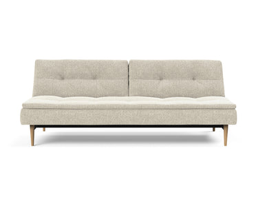 Dublexo Styletto Light Wood sovesofa i 357 Taura Off White, set forfra