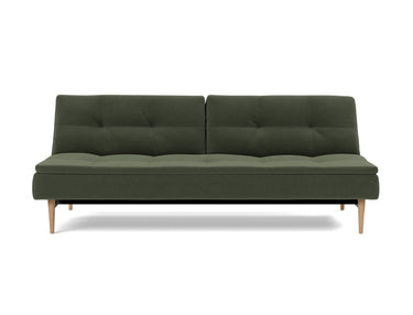 Dublexo Styletto Light Wood sovesofa i 413 Esina Olive Green, set forfra