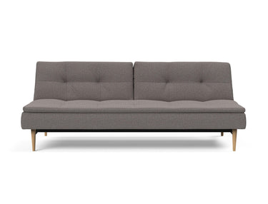 Dublexo Styletto Light Wood sovesofa i 521 Mixed Dance Grey, set forfra