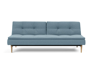 Dublexo Styletto Light Wood sovesofa i 525 Mixed Dance Light Blue, set forfra