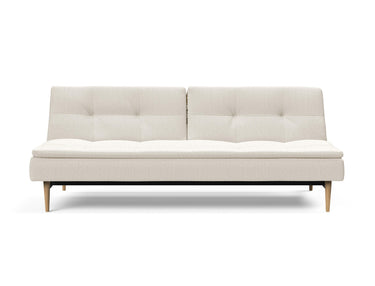 Dublexo Styletto Light Wood sovesofa i 531 Bouclé Off White, set forfra