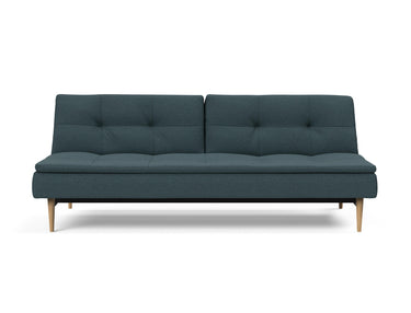 Dublexo Styletto Light Wood sovesofa i 851 Mahoga Dark Blue, set forfra