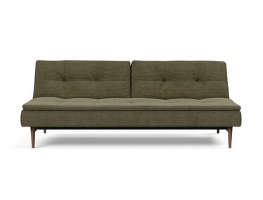 Dublexo Styletto Dark Wood sovesofa i 316 Cordufine Pine Green, set forfra