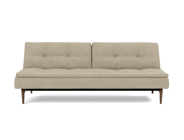 Dublexo Styletto Dark Wood sovesofa i 356 Taura Sand, set forfra