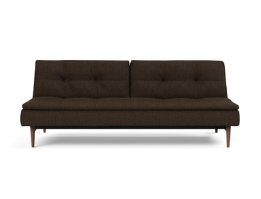 Dublexo Styletto Dark Wood sovesofa i 358 Taura Chocco, set forfra