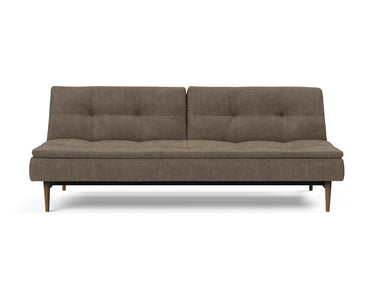 Dublexo Styletto Dark Wood sovesofa i 411 Esina Cedar Brown, set forfra