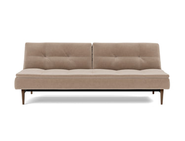 Dublexo Styletto Dark Wood sovesofa i 417 Esina Mocha, set forfra