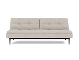 Dublexo Styletto Dark Wood sovesofa i 471 Yuveno Sand, set forfra