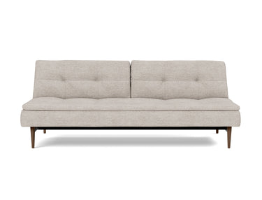 Dublexo Styletto Dark Wood sovesofa i 471 Yuveno Sand, set forfra