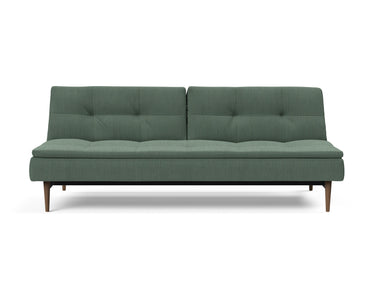 Dublexo Styletto Dark Wood sovesofa i 518 Elegance Green, set forfra