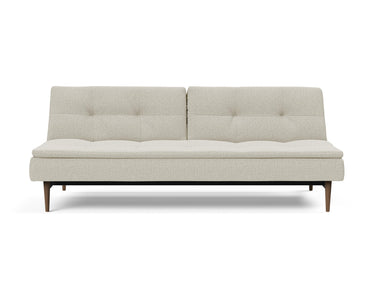 Dublexo Styletto Dark Wood sovesofa i 527 Mixed Dance Natural, set forfra