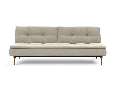 Dublexo Styletto Dark Wood sovesofa i 539 Bouclé Beige, set forfra