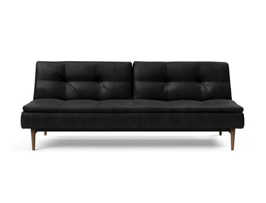 Dublexo Styletto Dark Wood sovesofa i 550 Faunal Black, set forfra