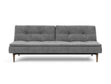 Dublexo Styletto Dark Wood sovesofa i 563 Twist Charcoal, set forfra