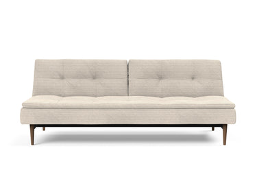 Dublexo Styletto Dark Wood sovesofa i 594 Corduroy Ivory, set forfra