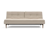 Dublexo Styletto Dark Wood sovesofa i 612 Blida Sand Grey, set forfra
