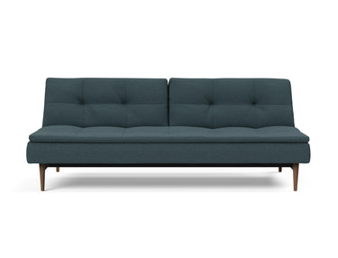 Dublexo Styletto Dark Wood sovesofa i 851 Mahoga Dark Blue, set forfra