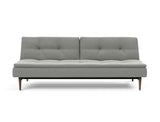 Dublexo Styletto Dark Wood sovesofa i 853 Mahoga Dove Grey, set forfra