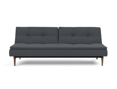 Dublexo Styletto Dark Wood sovesofa i 894 Mozart Grey Bronze, set forfra