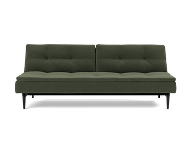 Dublexo Styletto Black Wood sovesofa i 413 Esina Olive Green, set forfra